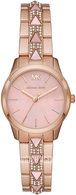 Buy Shop Michael Kors Runway Mother of Pearl Dial Rose Gold Steel Strap Watch For Women - MK6856 USA Online