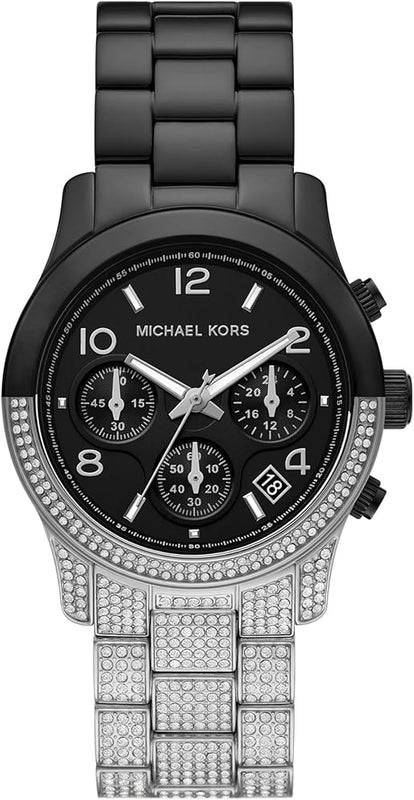 Buy Shop Michael Kors Runway Pavé Black Dial Two Tone Steel Strap Watch for Women - MK7433 USA Online