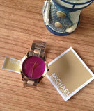 Buy Shop Michael Kors Runway Pink Dial Rose Gold Steel Strap Watch for Women - MK3550 USA Online