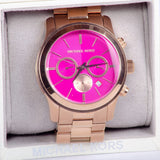 Buy Shop Michael Kors Runway Pink Dial Rose Gold Steel Strap Watch for Women - MK5931 USA Online
