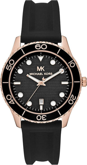 Buy Shop Michael Kors Runway Quartz Black Dial Black Silicone Strap Watch For Women - MK6852 USA Online