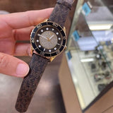 Buy Shop Michael Kors Runway Quartz Black Dial Brown Leather Strap Watch For Women - MK6979 USA Online