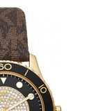 Buy Shop Michael Kors Runway Quartz Black Dial Brown Leather Strap Watch For Women - MK6979 USA Online