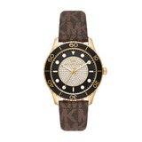 Buy Shop Michael Kors Runway Quartz Black Dial Brown Leather Strap Watch For Women - MK6979 USA Online
