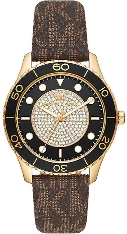 Buy Shop Michael Kors Runway Quartz Black Dial Brown Leather Strap Watch For Women - MK6979 USA Online