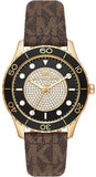 Buy Shop Michael Kors Runway Quartz Black Dial Brown Leather Strap Watch For Women - MK6979 USA Online