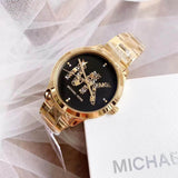 Buy Shop Michael Kors Runway Quartz Black Dial Gold Steel Strap Watch For Women - MK6682 USA Online
