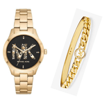 Buy Shop Michael Kors Runway Quartz Black Dial Gold Steel Strap Watch For Women - MK6682 USA Online