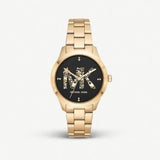 Buy Shop Michael Kors Runway Quartz Black Dial Gold Steel Strap Watch For Women - MK6682 USA Online