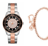 Buy Shop Michael Kors Runway Quartz Black Dial Two Tone Steel Strap Watch For Women - MK6960 USA Online