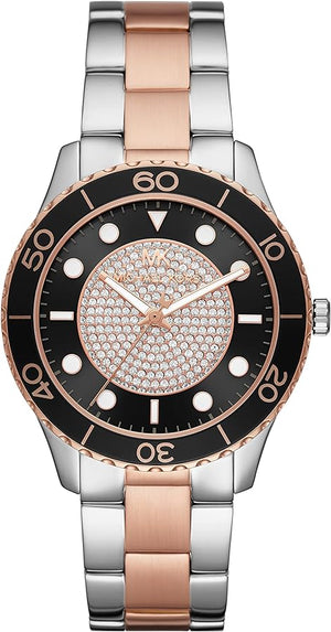 Buy Shop Michael Kors Runway Quartz Black Dial Two Tone Steel Strap Watch For Women - MK6960 USA Online