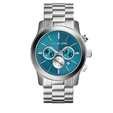 Buy Shop Michael Kors Runway Quartz Blue Dial Silver Steel Strap Watch For Women - MK5953 USA Online