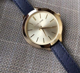 Buy Shop Michael Kors Runway Quartz Gold Dial Blue Leather Strap Watch For Women - MK2285 USA Online