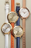 Buy Shop Michael Kors Runway Quartz Gold Dial Blue Leather Strap Watch For Women - MK2285 USA Online