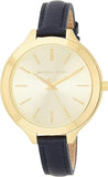 Buy Shop Michael Kors Runway Quartz Gold Dial Blue Leather Strap Watch For Women - MK2285 USA Online