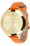 Buy Shop Michael Kors Runway Quartz Gold Dial Orange Leather Strap Watch For Women - MK2275 USA Online