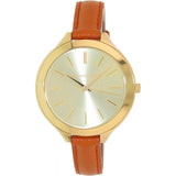Buy Shop Michael Kors Runway Quartz Gold Dial Orange Leather Strap Watch For Women - MK2275 USA Online
