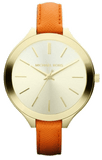 Buy Shop Michael Kors Runway Quartz Gold Dial Orange Leather Strap Watch For Women - MK2275 USA Online