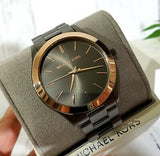 Buy Shop Michael Kors Runway Quartz Grey Dial Grey Steel Strap Watch For Women - MK8576 USA Online