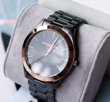 Buy Shop Michael Kors Runway Quartz Grey Dial Grey Steel Strap Watch For Women - MK8576 USA Online