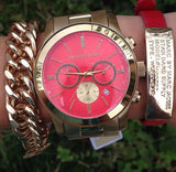 Buy Shop Michael Kors Runway Quartz Orange Dial Gold Steel Strap Watch For Women - MK5930 USA Online