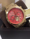 Buy Shop Michael Kors Runway Quartz Orange Dial Gold Steel Strap Watch For Women - MK5930 USA Online