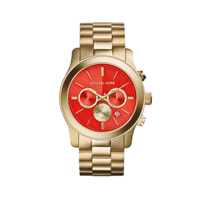 Buy Shop Michael Kors Runway Quartz Orange Dial Gold Steel Strap Watch For Women - MK5930 USA Online