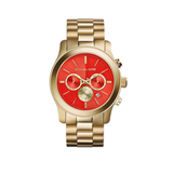 Buy Shop Michael Kors Runway Quartz Orange Dial Gold Steel Strap Watch For Women - MK5930 USA Online