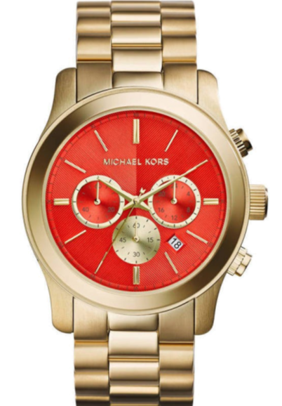Buy Shop Michael Kors Runway Quartz Orange Dial Gold Steel Strap Watch For Women - MK5930 USA Online
