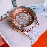 Buy Shop Michael Kors Runway Quartz Rose Gold Dial White Leather Strap Watch For Women - MK6980 USA Online