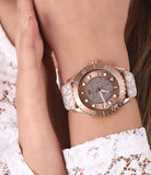 Buy Shop Michael Kors Runway Quartz Rose Gold Dial White Leather Strap Watch For Women - MK6980 USA Online