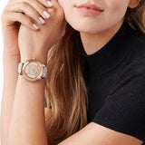 Buy Shop Michael Kors Runway Quartz Rose Gold Dial White Leather Strap Watch For Women - MK6980 USA Online