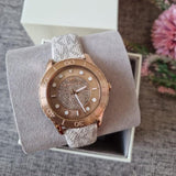 Buy Shop Michael Kors Runway Quartz Rose Gold Dial White Leather Strap Watch For Women - MK6980 USA Online