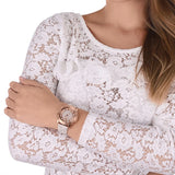 Buy Shop Michael Kors Runway Quartz Rose Gold Dial White Leather Strap Watch For Women - MK6980 USA Online