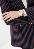Buy Shop Michael Kors Runway Quartz Rose Gold Dial White Leather Strap Watch For Women - MK6980 USA Online