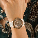 Buy Shop Michael Kors Runway Quartz Rose Gold Dial White Leather Strap Watch For Women - MK6980 USA Online