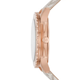 Buy Shop Michael Kors Runway Quartz Rose Gold Dial White Leather Strap Watch For Women - MK6980 USA Online