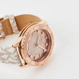 Buy Shop Michael Kors Runway Quartz Rose Gold Dial White Leather Strap Watch For Women - MK6980 USA Online