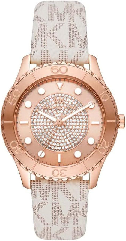 Buy Shop Michael Kors Runway Quartz Rose Gold Dial White Leather Strap Watch For Women - MK6980 USA Online