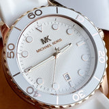 Buy Shop Michael Kors Runway Quartz White Dial White Rubber Strap Watch For Women - MK6853 USA Online