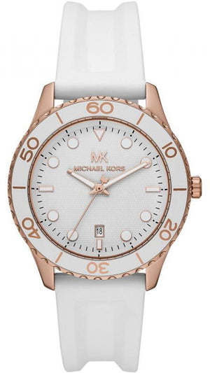 Buy Shop Michael Kors Runway Quartz White Dial White Rubber Strap Watch For Women - MK6853 USA Online