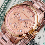 Buy Shop Michael Kors Runway Rose Gold Dial Rose Gold Steel Strap Watch for Women - MK5128 USA Online