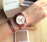 Buy Shop Michael Kors Runway Rose Gold Dial Rose Gold Steel Strap Watch for Women - MK5128 USA Online