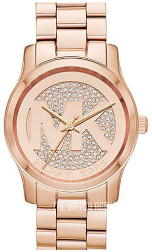 Buy Shop Michael Kors Runway Rose Gold Dial Rose Gold Steel Strap Watch For Women - MK5853 USA Online