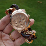 Buy Shop Michael Kors Runway Rose Gold Dial Two Tone Steel Strap Watch for Women - MK4269 USA Online
