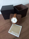 Buy Shop Michael Kors Runway Slim Quartz White Dial Beige Leather Strap Watch For Women - MK2284 USA Online