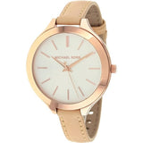 Buy Shop Michael Kors Runway Slim Quartz White Dial Beige Leather Strap Watch For Women - MK2284 USA Online