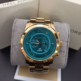 Buy Shop Michael Kors Runway Stop Hunger Blue Dial Gold Steel Strap Watch for Men - MK8315 USA Online