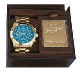 Buy Shop Michael Kors Runway Stop Hunger Blue Dial Gold Steel Strap Watch for Men - MK8315 USA Online