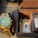 Buy Shop Michael Kors Runway Stop Hunger Blue Dial Gold Steel Strap Watch for Men - MK8315 USA Online